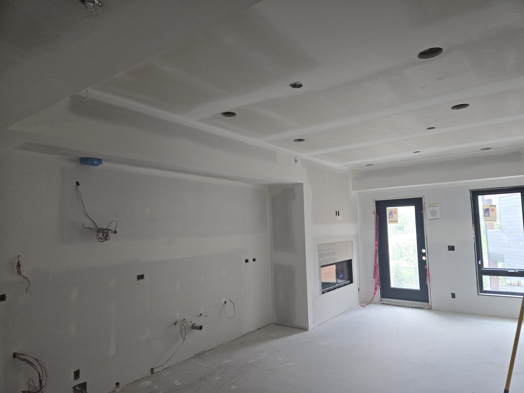 Drywall installation in progress
